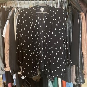 14th & Union black & white polka dot flowy blazer